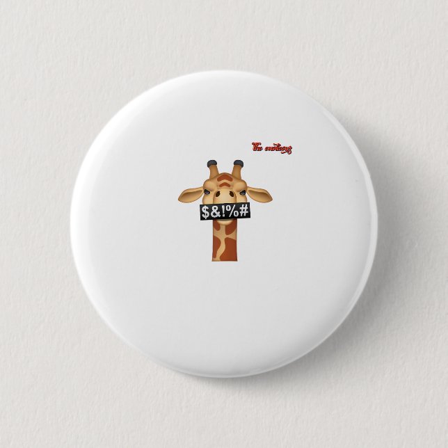 emoji insulting angry giraffe face  2 inch round button (Front)