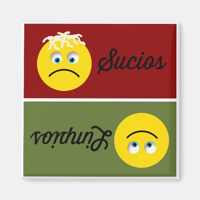 Emoji Limpios Sucios Spanish Dishwasher Magnet (Front)