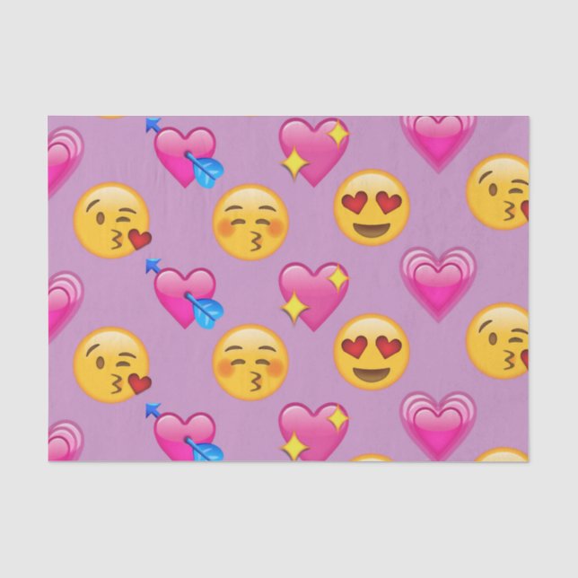 Emoji Love And Hearts Pink Pattern Tissue Paper (Front)