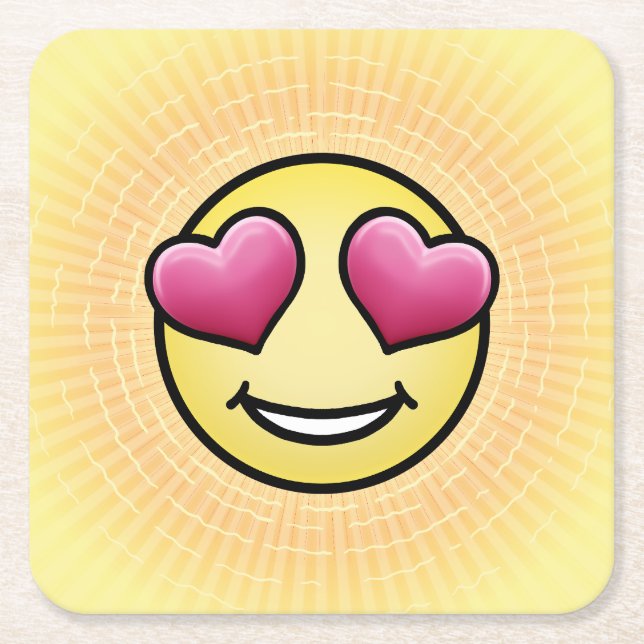 Emoji Love Square Paper Coaster (Front)