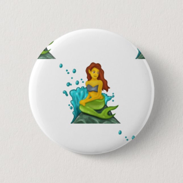 emoji mermaid 2 inch round button (Front)
