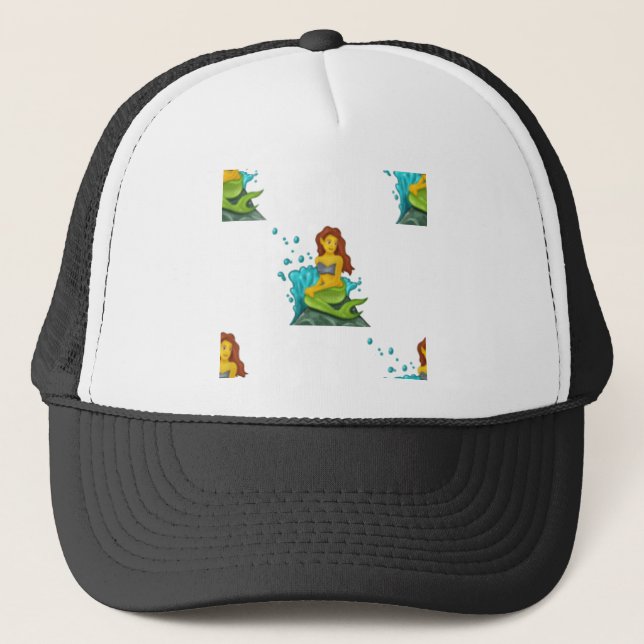 emoji mermaid trucker hat (Front)