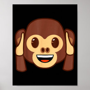 Emoji Monkey Holding Ears Yellow Smile Face Poster