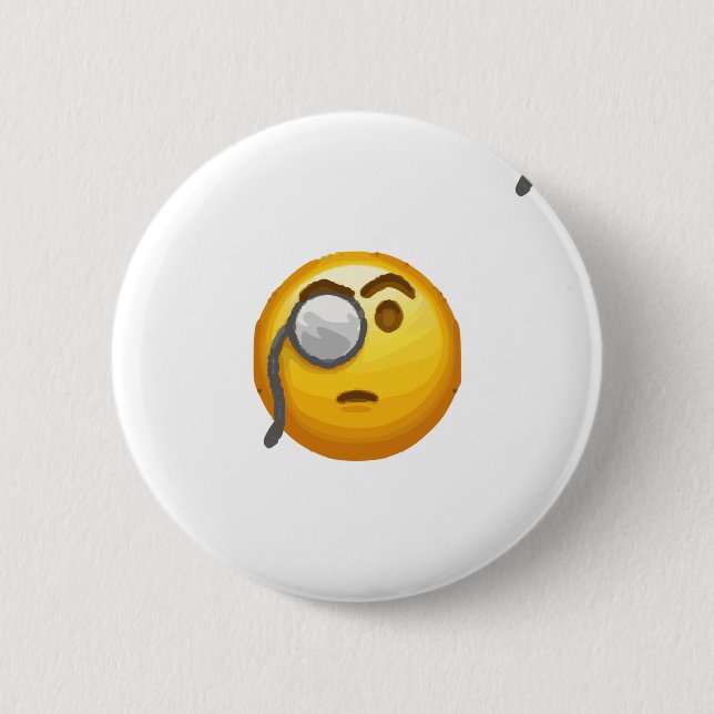 emoji monocle 2 inch round button (Front)
