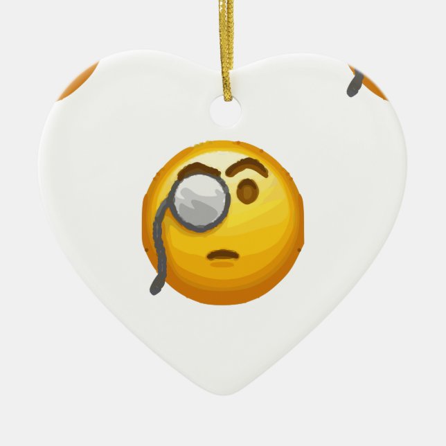 emoji monocle ceramic ornament (Front)