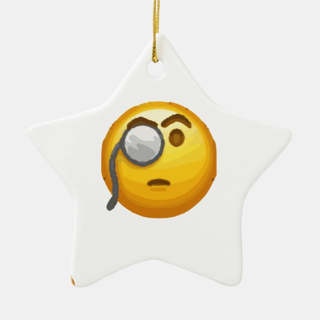 emoji monocle ceramic ornament (Front)