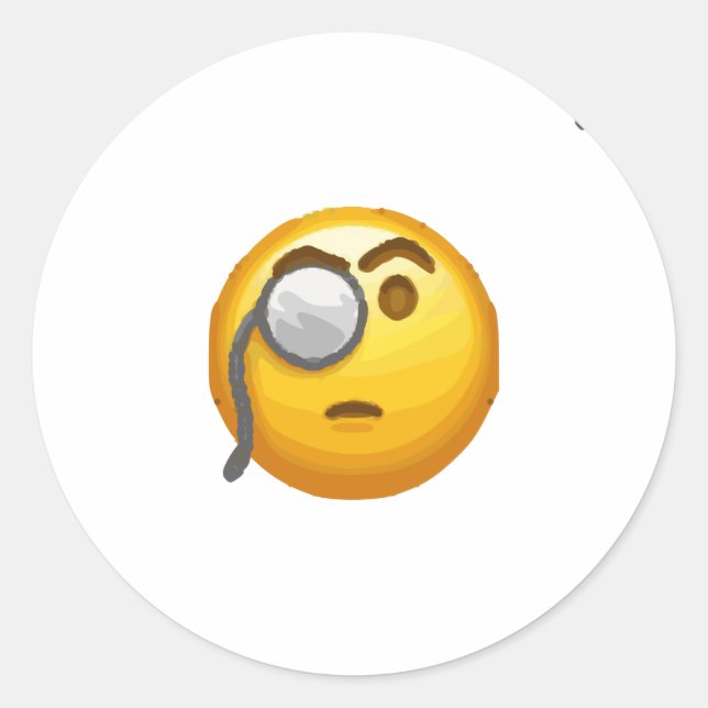 emoji monocle classic round sticker (Front)