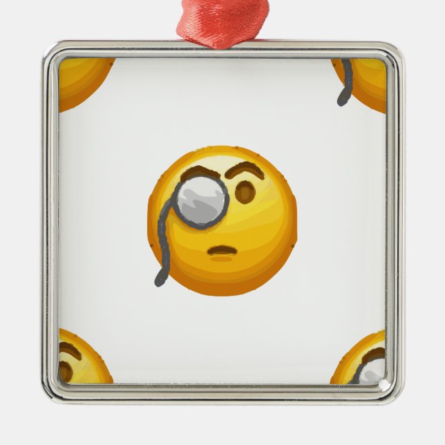emoji monocle metal ornament (Front)
