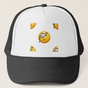 emoji monocle trucker hat
