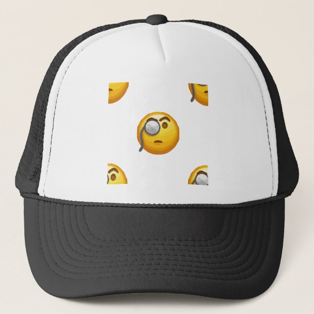 emoji monocle trucker hat (Front)