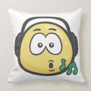 Emoji: Music Face Throw Pillow