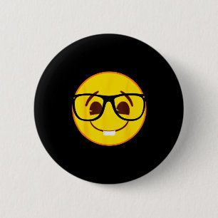 Emoji Nerd Gles Yellow Smile Face  2 Inch Round Button