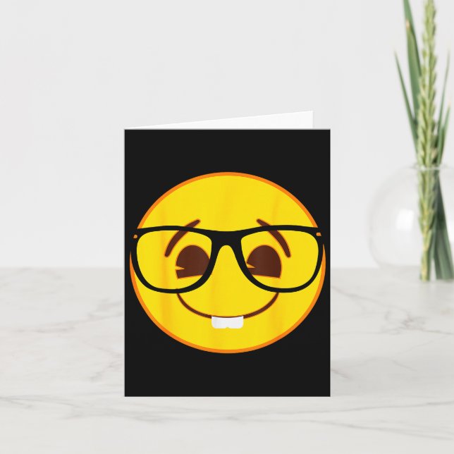 Emoji Nerd Gles Yellow Smile Face  Card (Front)
