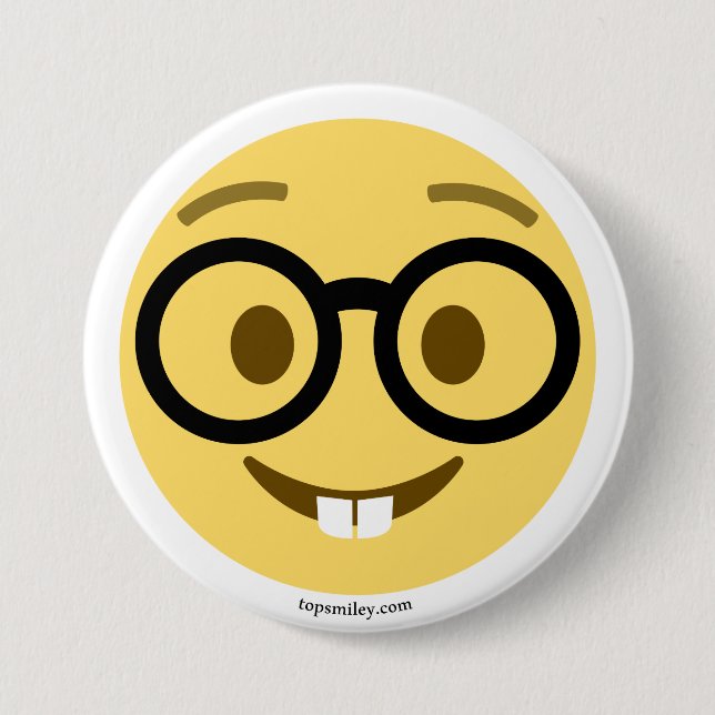 Emoji Nerd with glasses and hazeles 3 Inch Round Button (Front)