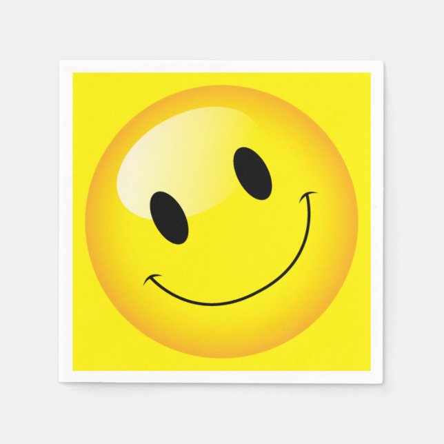 Emoji Party Cheerful Emoticon Happy Face Napkin (Front)