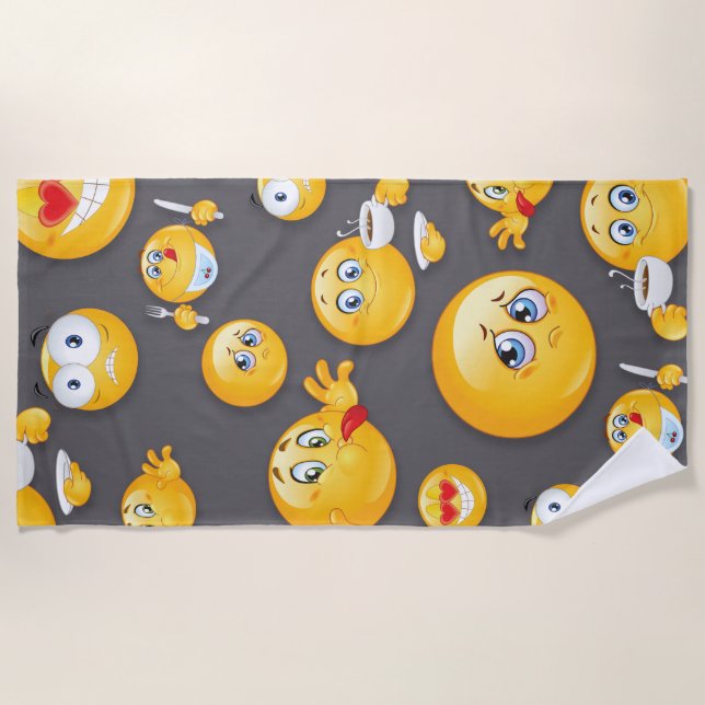 Emoji Pattern 2 Beach Towel (Front)