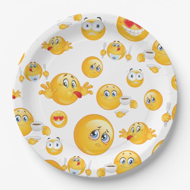 Emoji Pattern Paper Plate (Front)