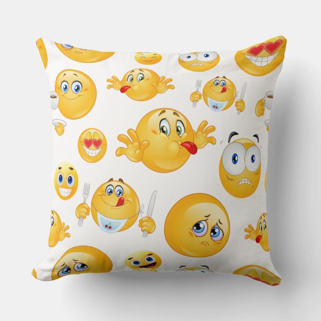Emoji Pattern Throw Pillow (Front)
