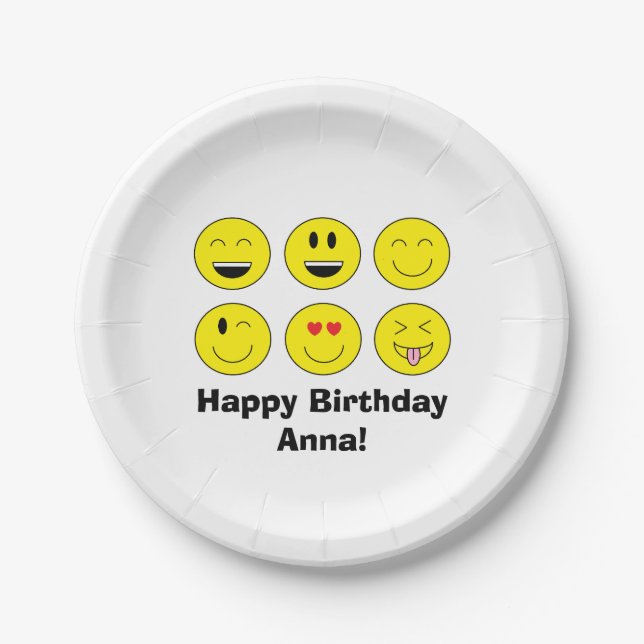 Emoji Personalized Paper Plates (Front)