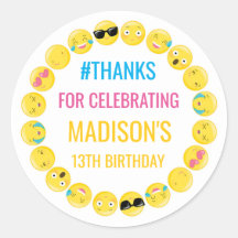 Emoji Personalized Stickers Birthday Favour Labels