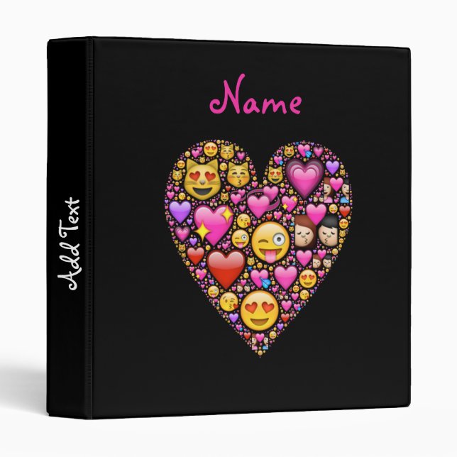 EMOJI Pink Black Girls Love Emoticons Party Binder (Front/Spine)