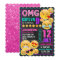 Emoji Pink Glitter Birthday Invitation