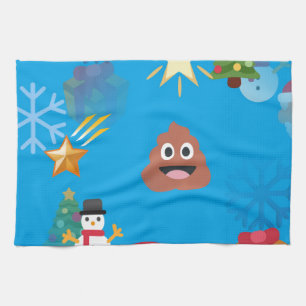 emoji poop christmas kitchen towel