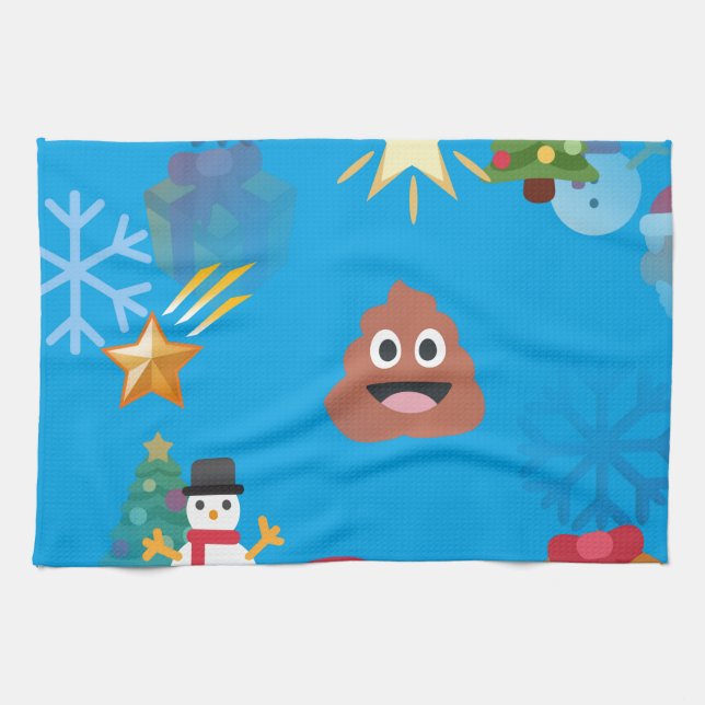 emoji poop christmas kitchen towel (Horizontal)