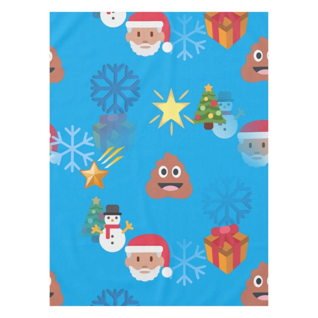 emoji poop christmas tablecloth table cloth (Front)