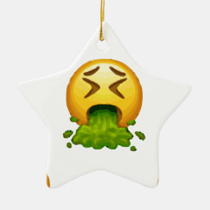 emoji puking ceramic ornament
