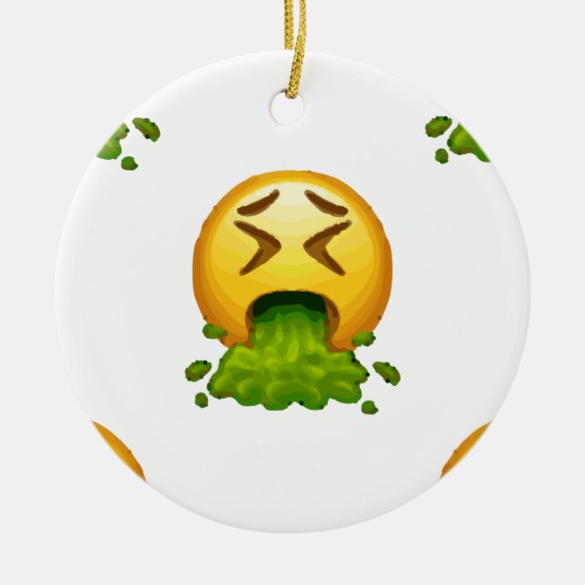 emoji puking ceramic ornament (Front)