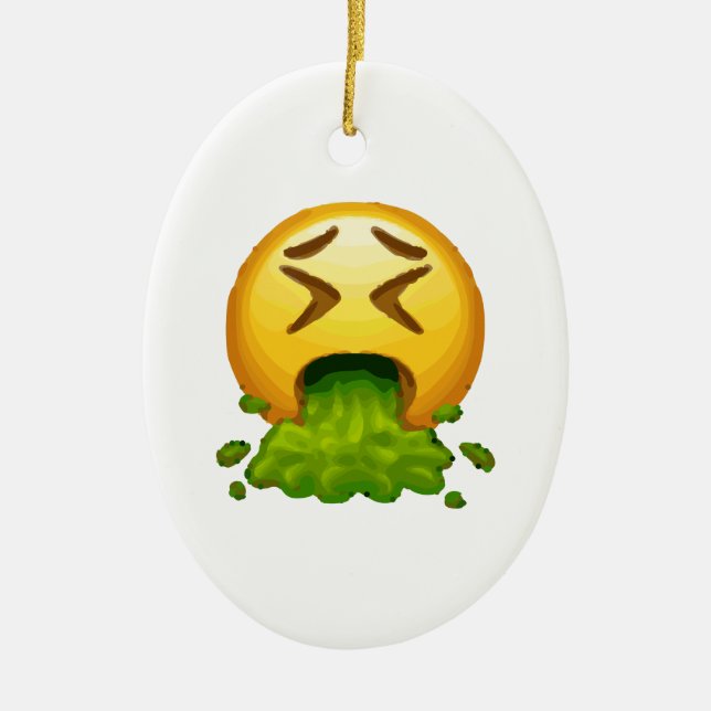 emoji puking ceramic ornament (Front)