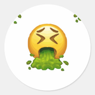emoji puking classic round sticker