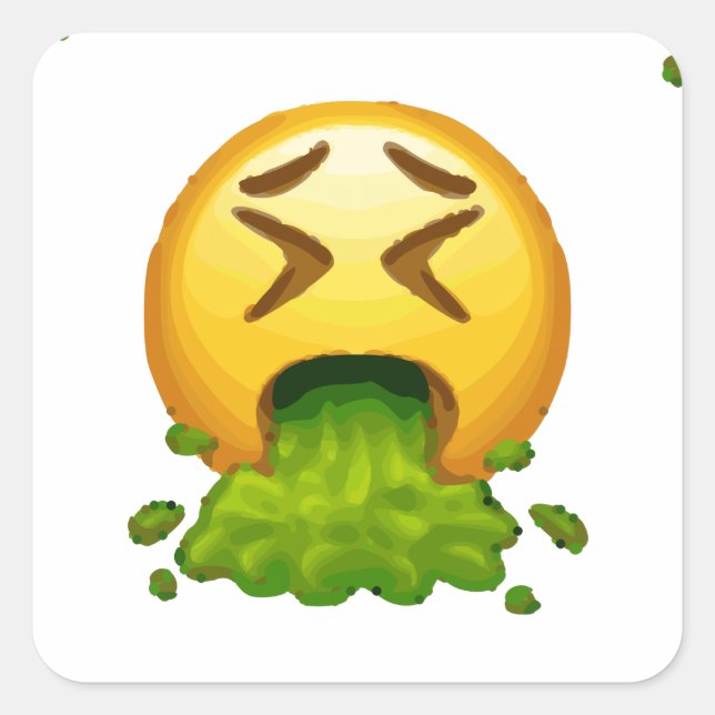 emoji puking square sticker (Front)