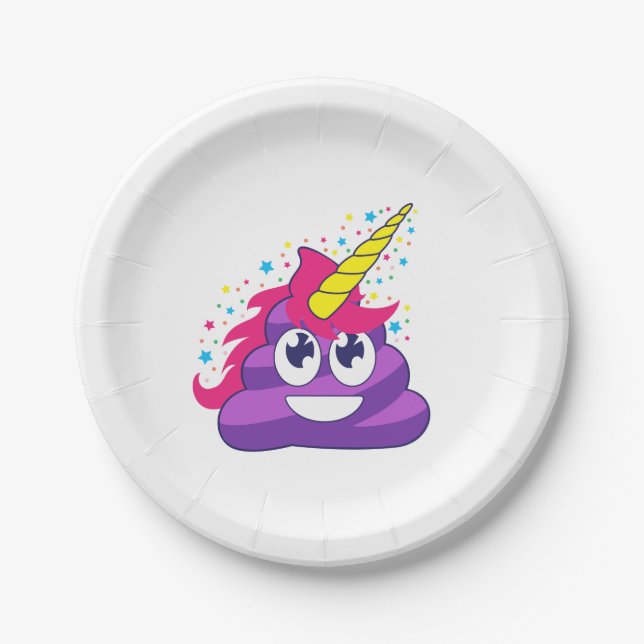 Emoji Purple Unicorn Poop Paper Plate (Front)
