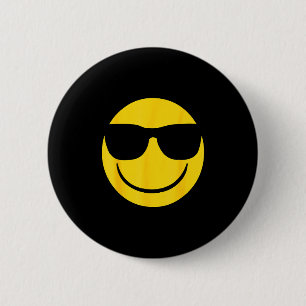 Emoji Retro Sungles Yellow Smile Face  2 Inch Round Button