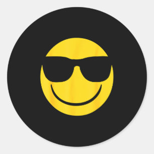 Emoji Retro Sungles Yellow Smile Face  Classic Round Sticker
