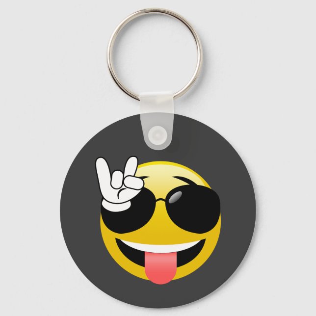 Emoji Rock On Keychain (Front)