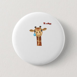 emoji sad crying giraffe face 2 inch round button