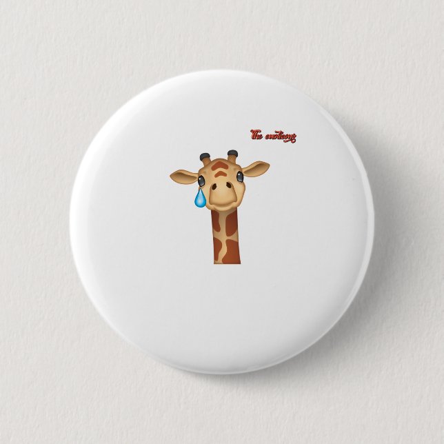 emoji sad crying giraffe face   2 inch round button (Front)