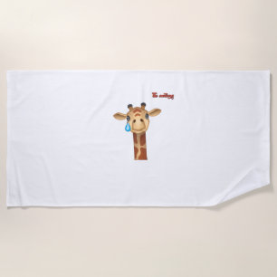 emoji sad crying giraffe face   beach towel