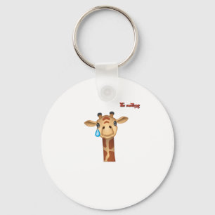 emoji sad crying giraffe face keychain