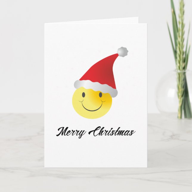 Emoji Santa Christmas Funny Holiday Card (Front)