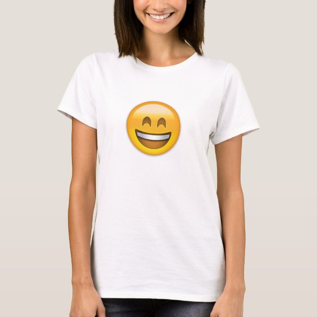 Emoji Smiling Face Open Mouth And Smiling Eyes T-Shirt (Front)