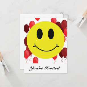 Emoji souriant avec Ballons rouges Invitation
