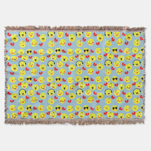 Emoji Style Fun Cute Trendy Faces Throw Blanket