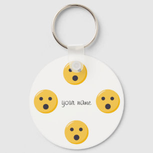 Emoji Surprised Face  and '' Your Name Here " Keychain