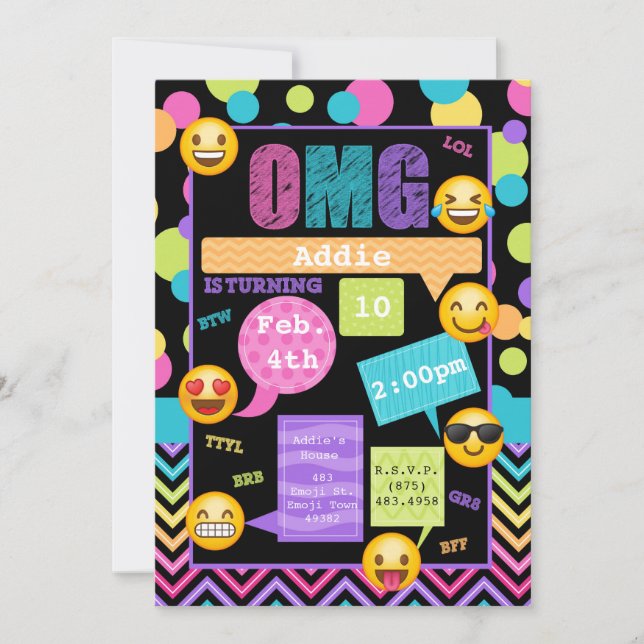 Emoji Texting Birthday Party Invitation (Front)