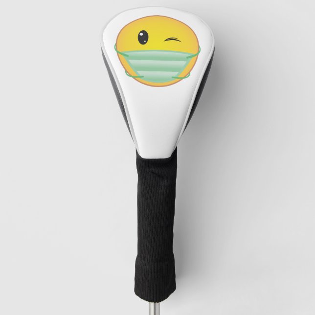 Emoji Wearing Mask Golf Head Cover (Front)