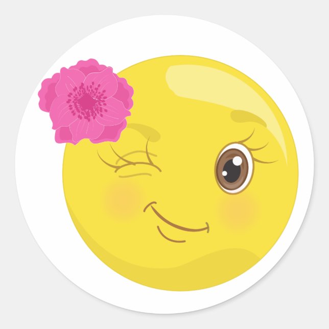 Emoji Wink Avec Stickers Flower (Devant)